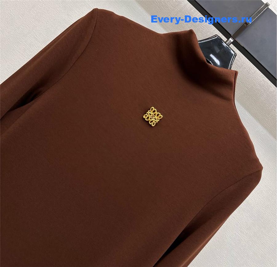 L0ew* brown long-sleeve polo dress