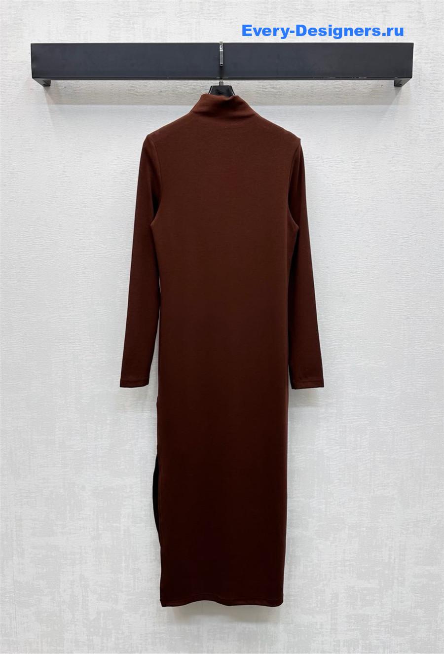 L0ew* brown long-sleeve polo dress