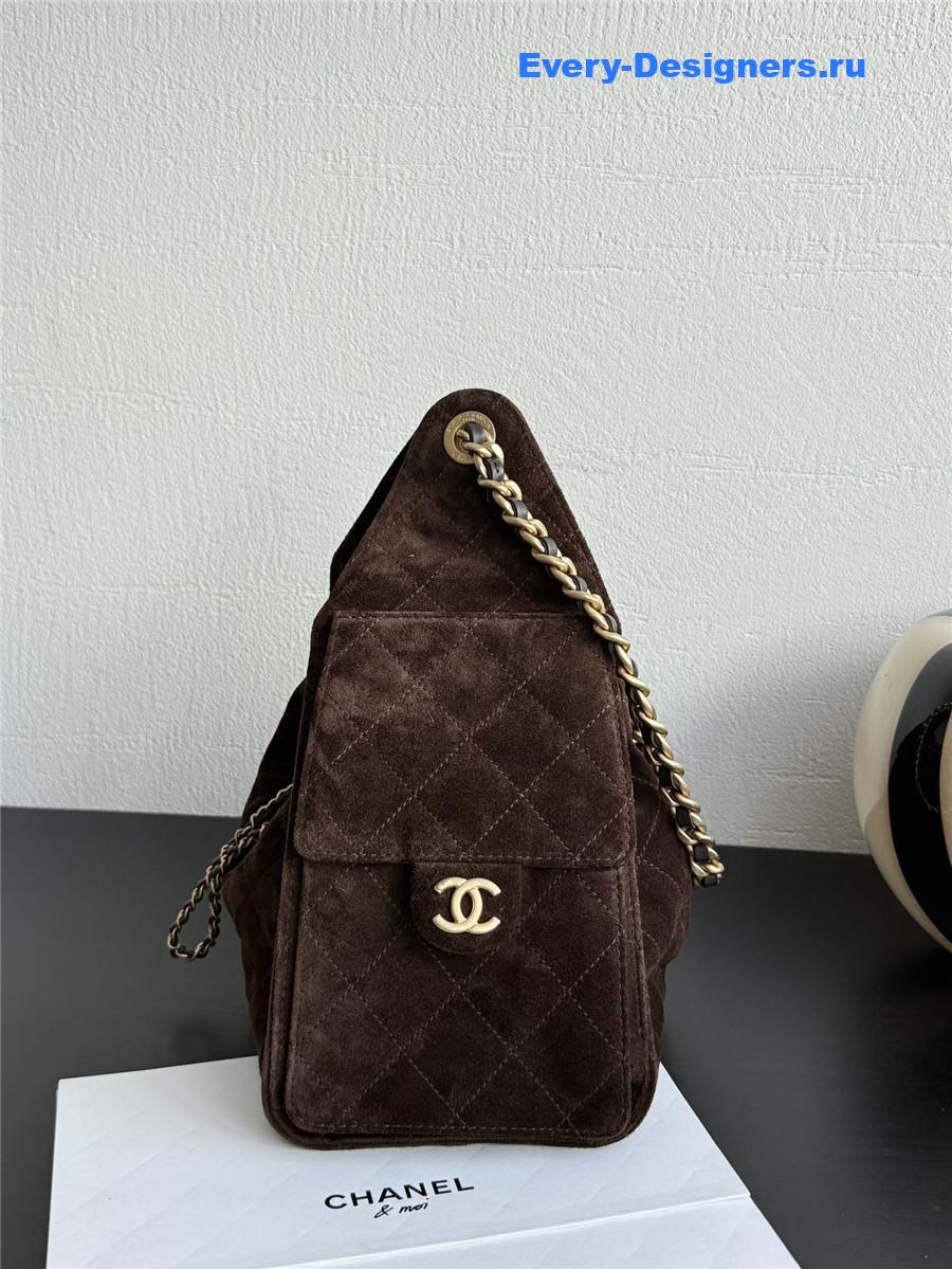 Ch**el dark suede small hobo bag