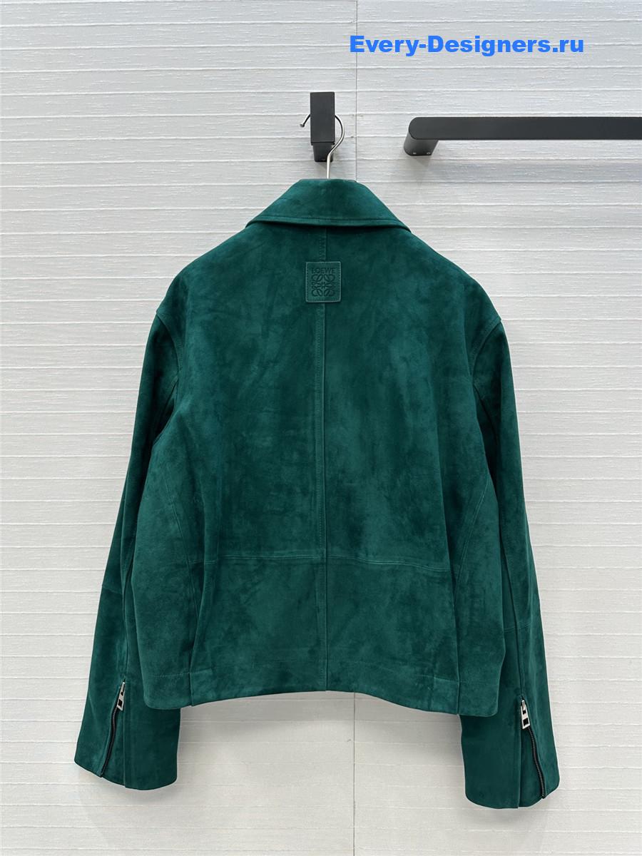 L0ew* green suede buckled shirt jacket