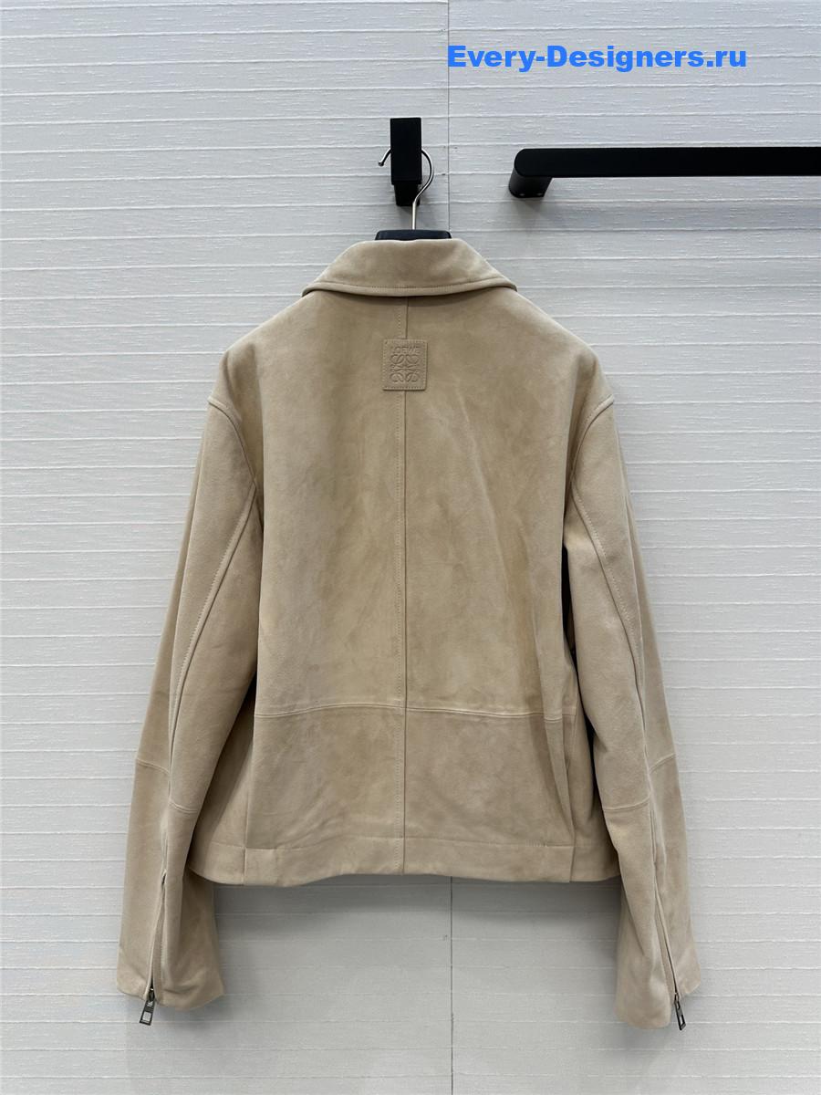 L0ew* beige suede buckled shirt jacket