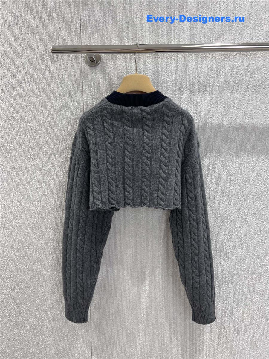 Miu Miu Chunky V-Neck Cropped Sweater