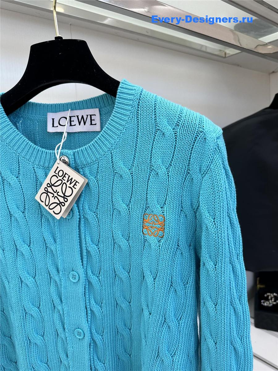 L0ew* anagram cable-knit cotton cardigan