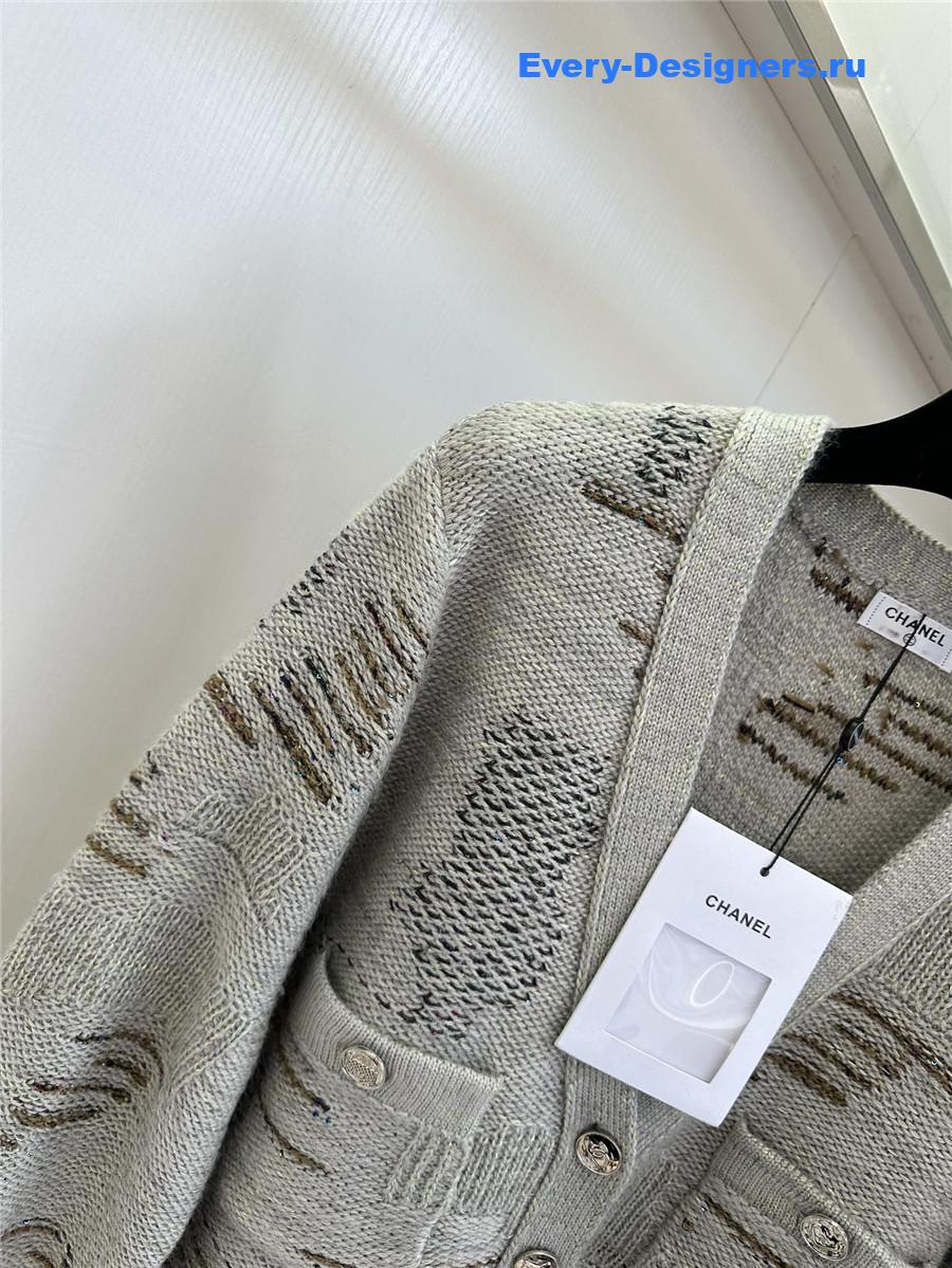 Ch**el dark gray wool cashmere cardigan