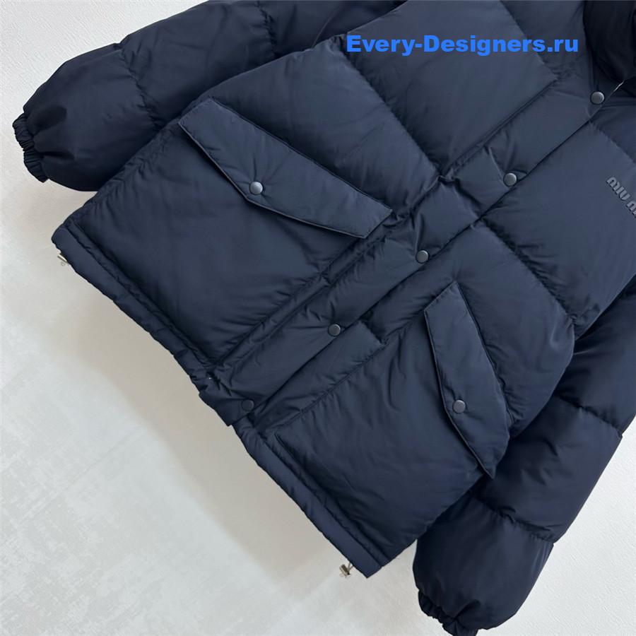 Miu Miu Blue Reversible Technical Pongé Down Jacket