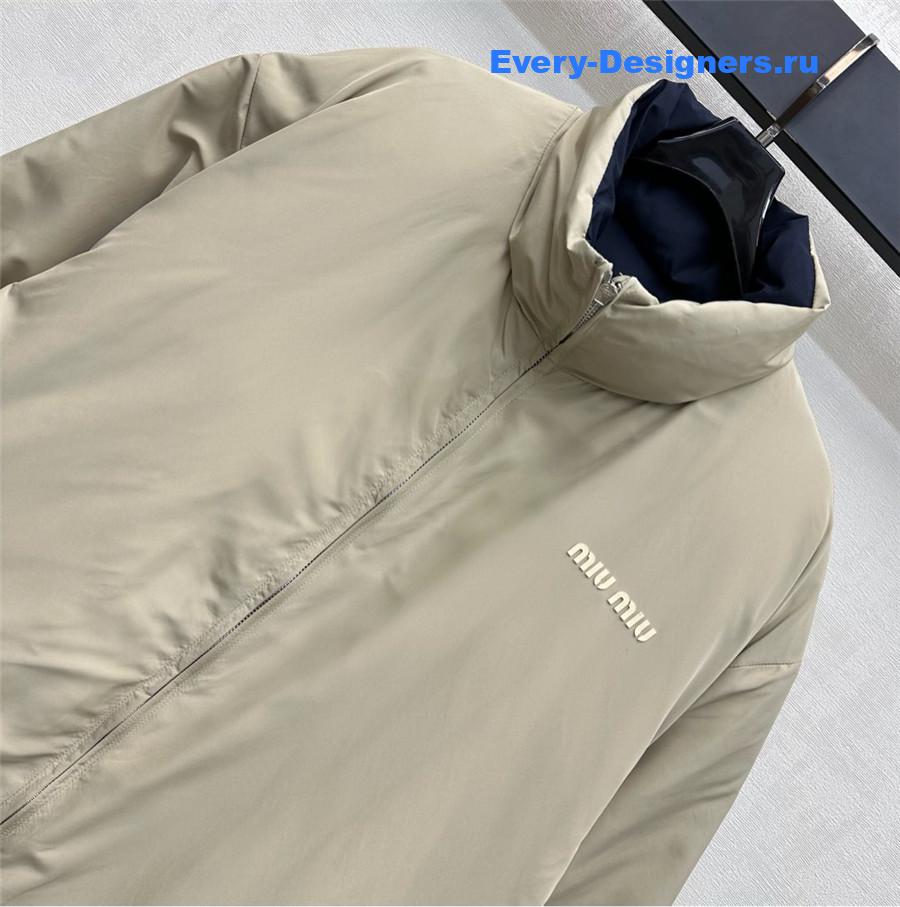 Miu Miu Blue Reversible Technical Pongé Down Jacket