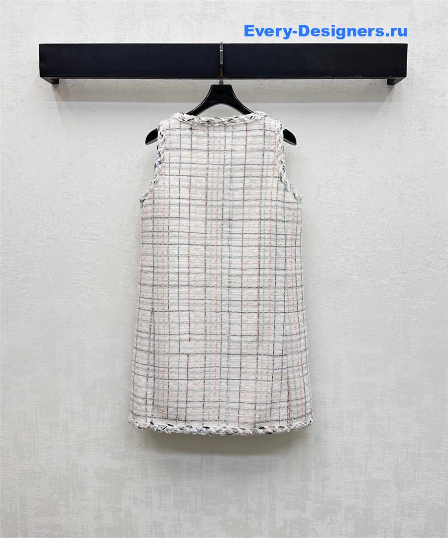 Ch**el white multicolor tweed dress