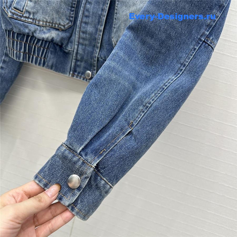 Miu Miu Blue Lambskin Collar Denim Jacket