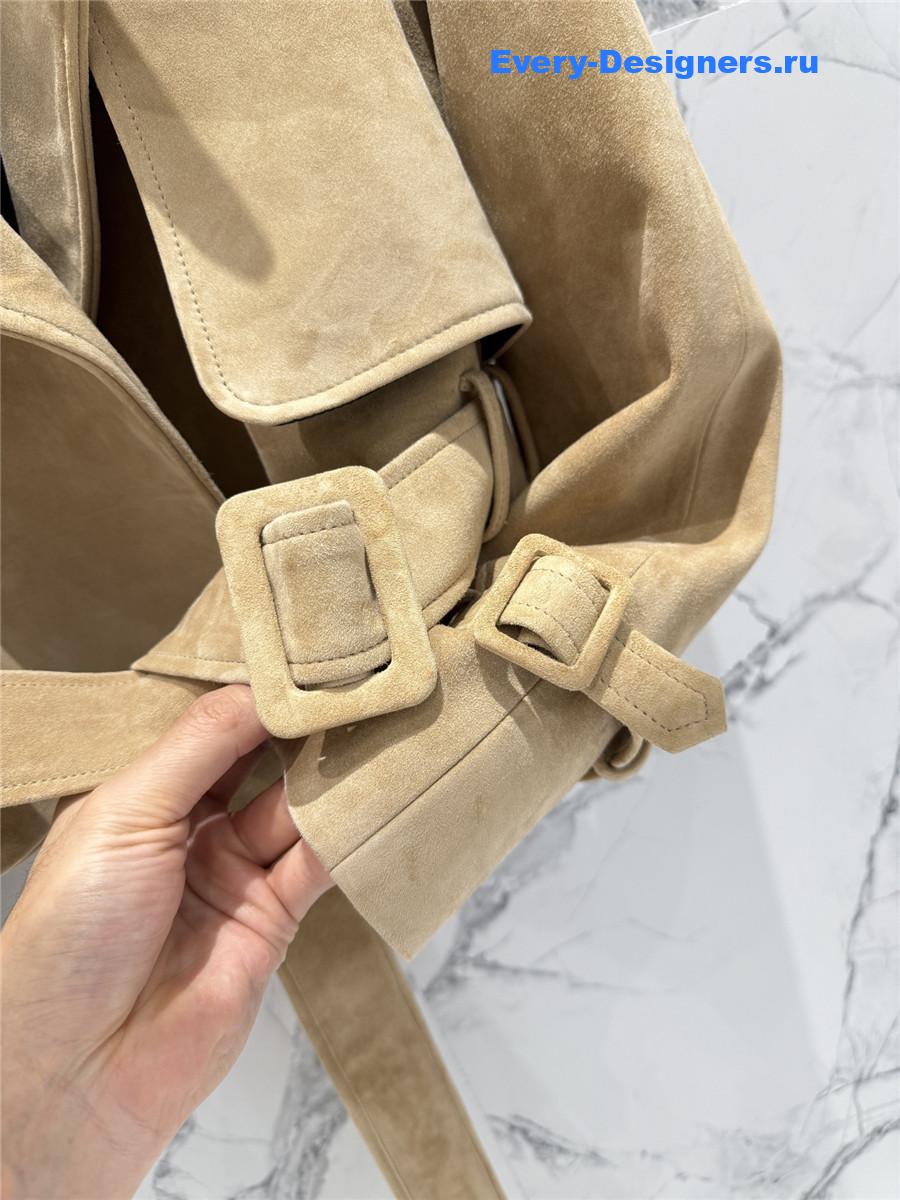 Sa1nt Lau*nt brown short suede trench coat