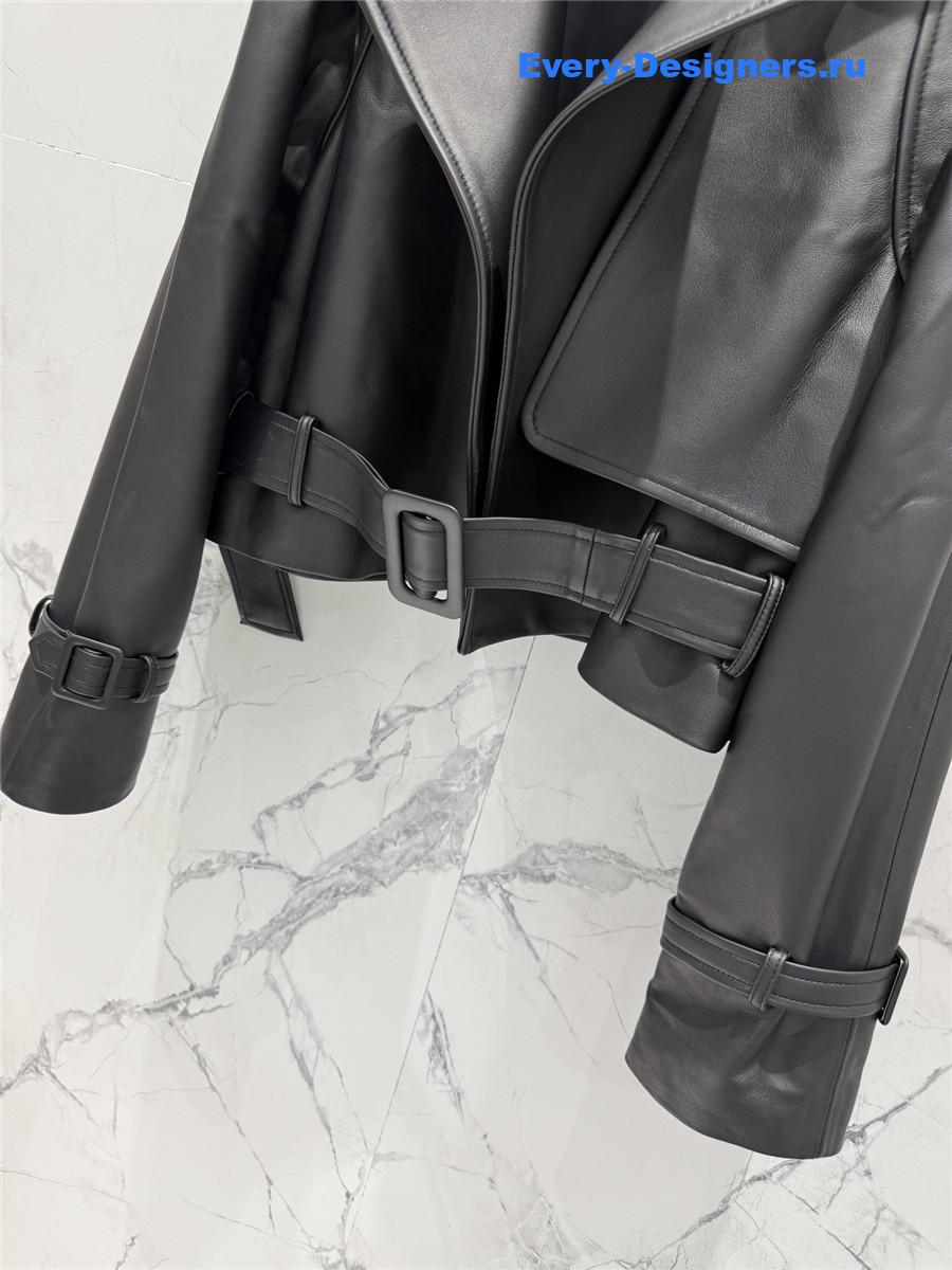 Sa1nt Lau*nt black short suede trench coat