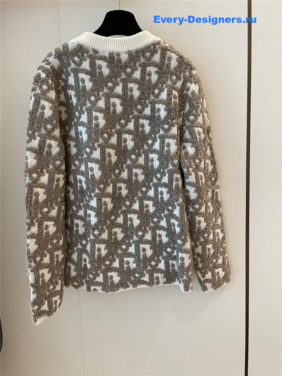 D10r oblique white wool cardigan