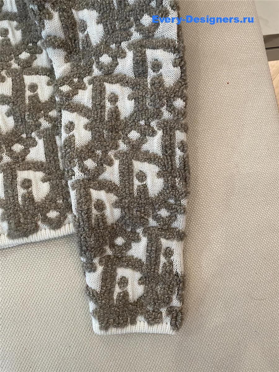 D10r oblique white wool cardigan