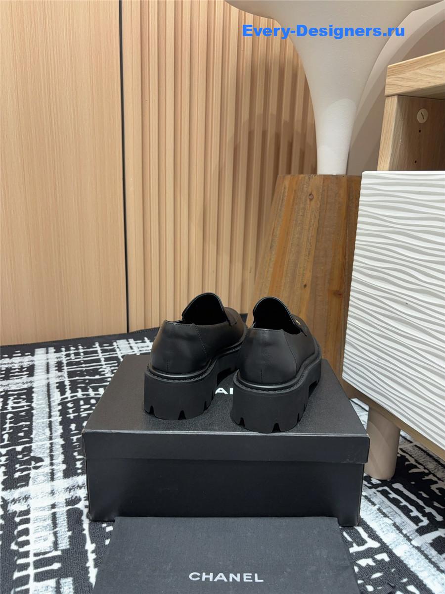 Ch**el black lace-up platform loafers