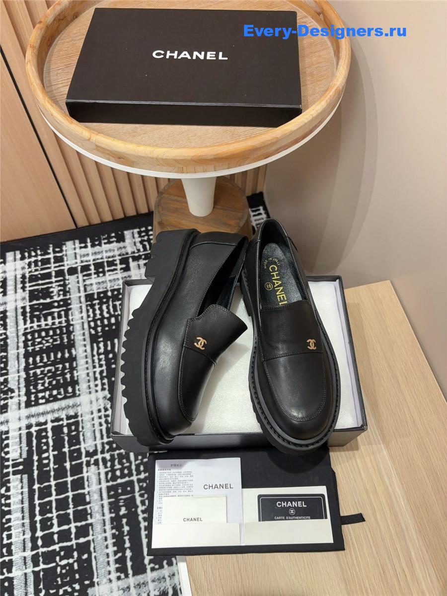 Ch**el black lace-up platform loafers