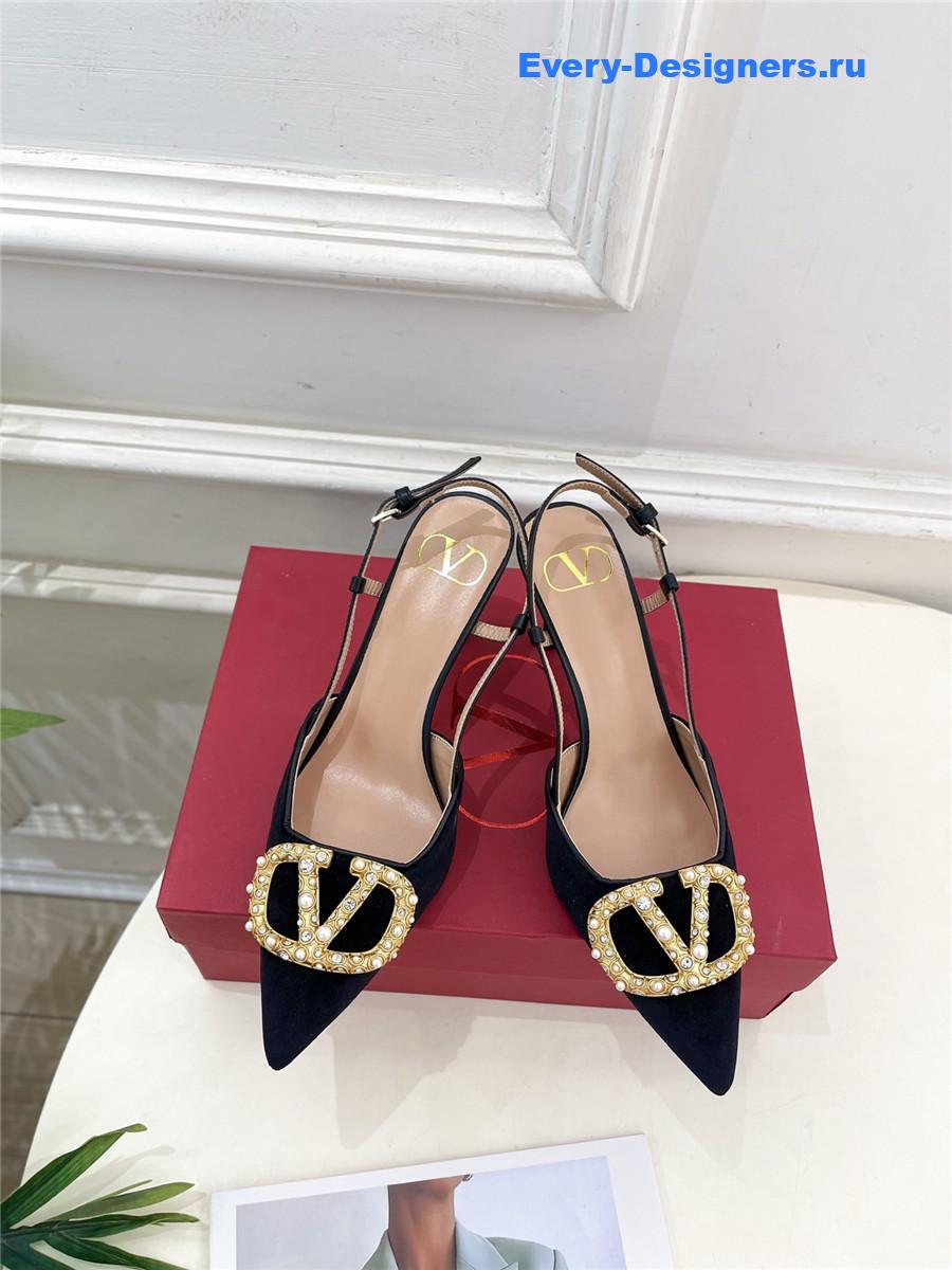 Va1e*ntin0 garavani black satin slingback pumps