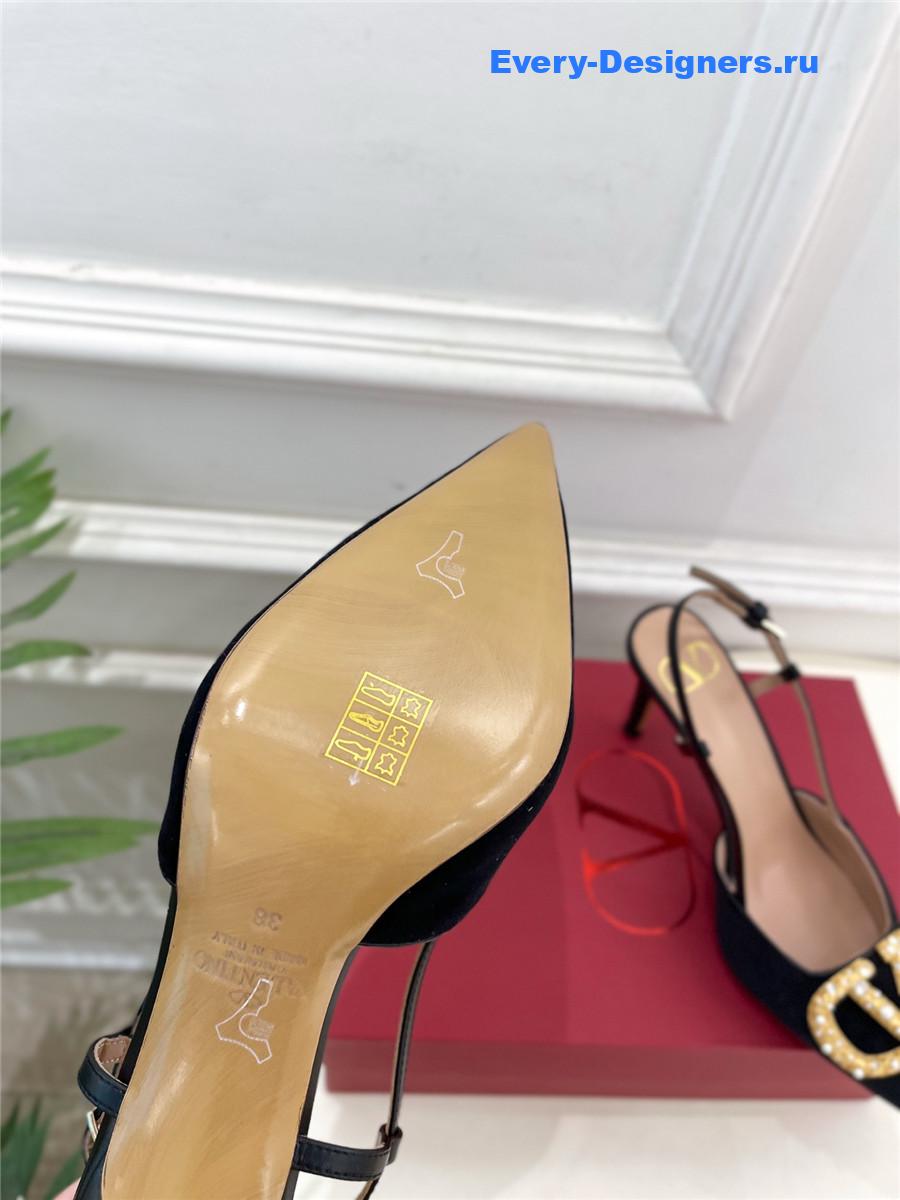 Va1e*ntin0 garavani black satin slingback pumps