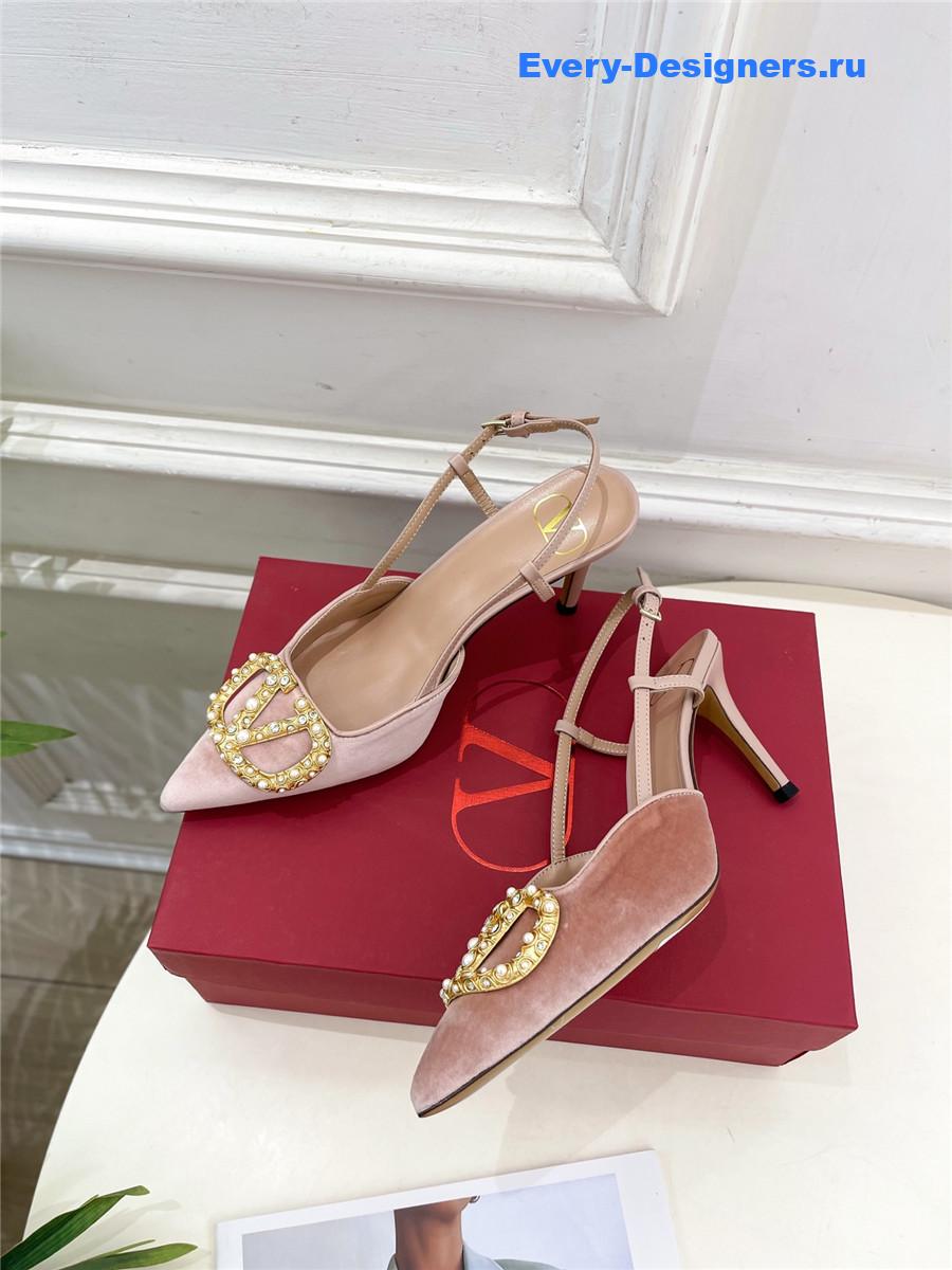 Va1e*ntin0 garavani pink satin slingback pumps