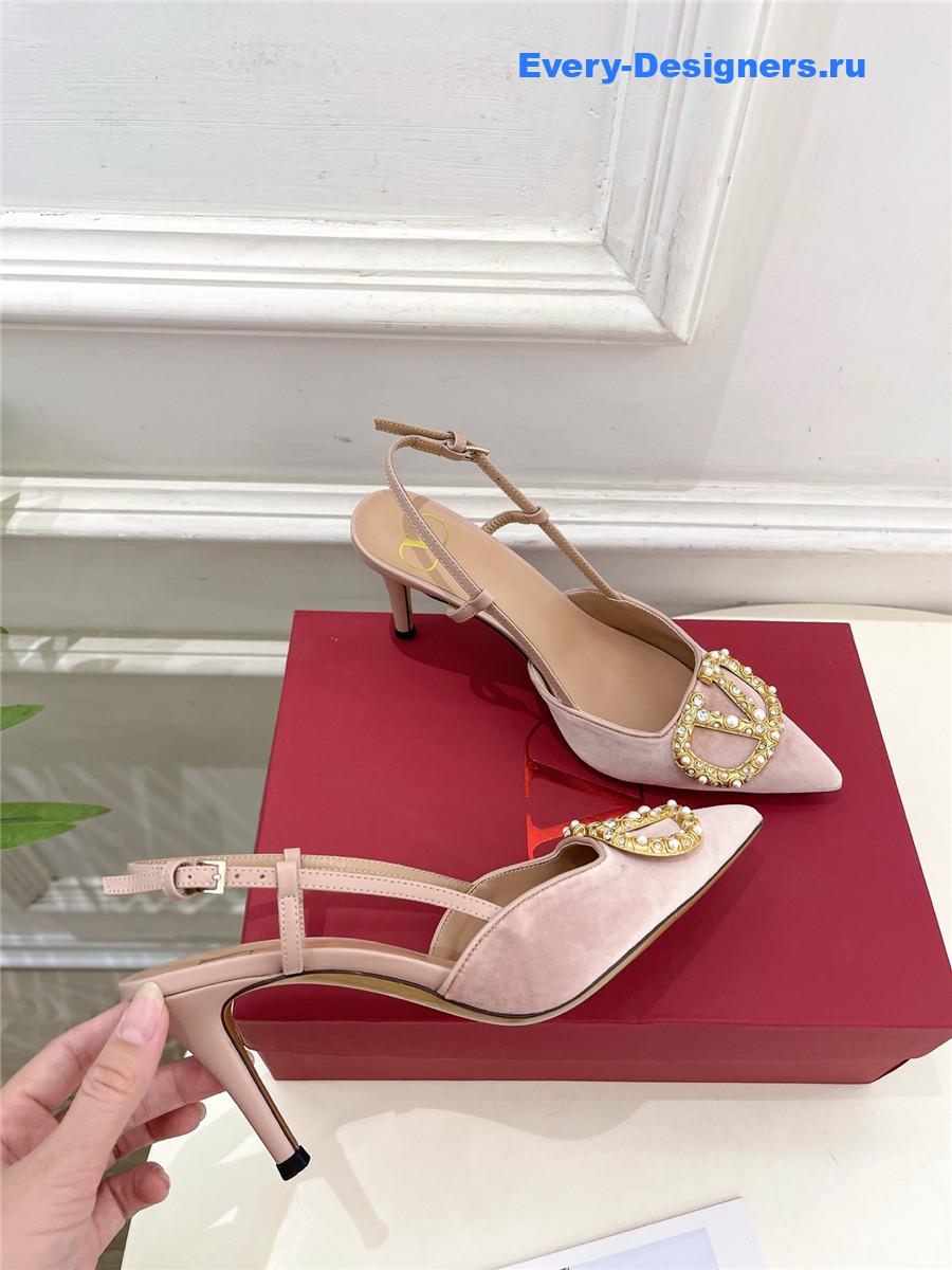 Va1e*ntin0 garavani pink satin slingback pumps