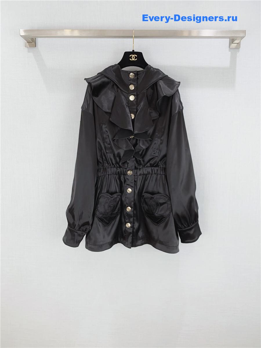 Ch**el black silk satin parka