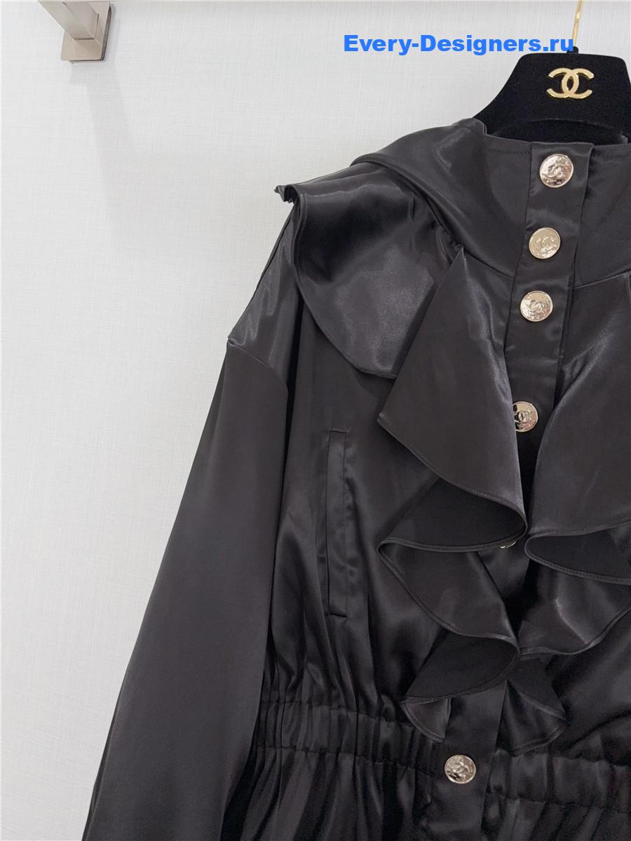 Ch**el black silk satin parka