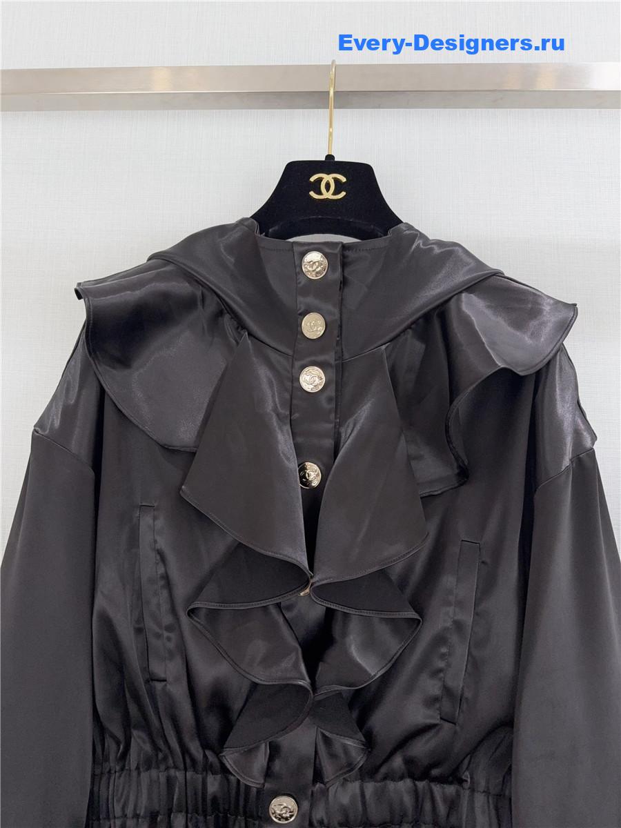 Ch**el black silk satin parka