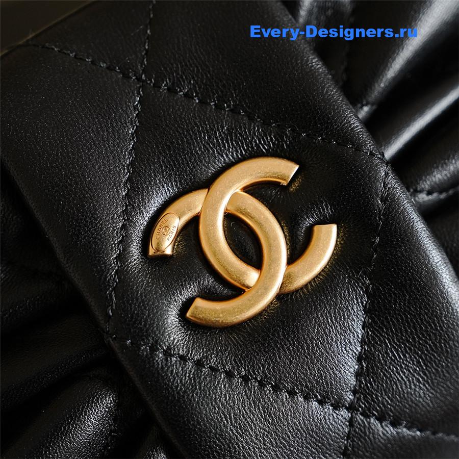 Ch**el black lambskin small bow bag