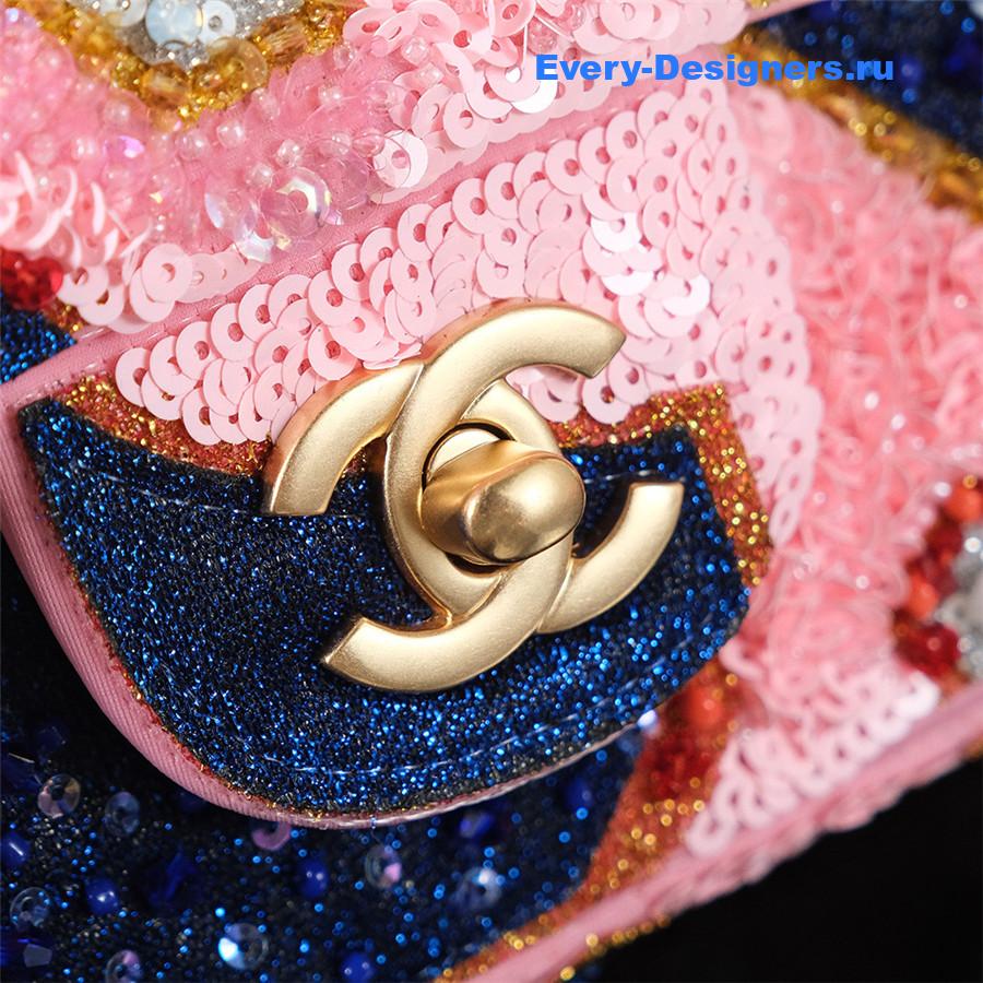 Ch**el pink satin sequin embellished flap bag