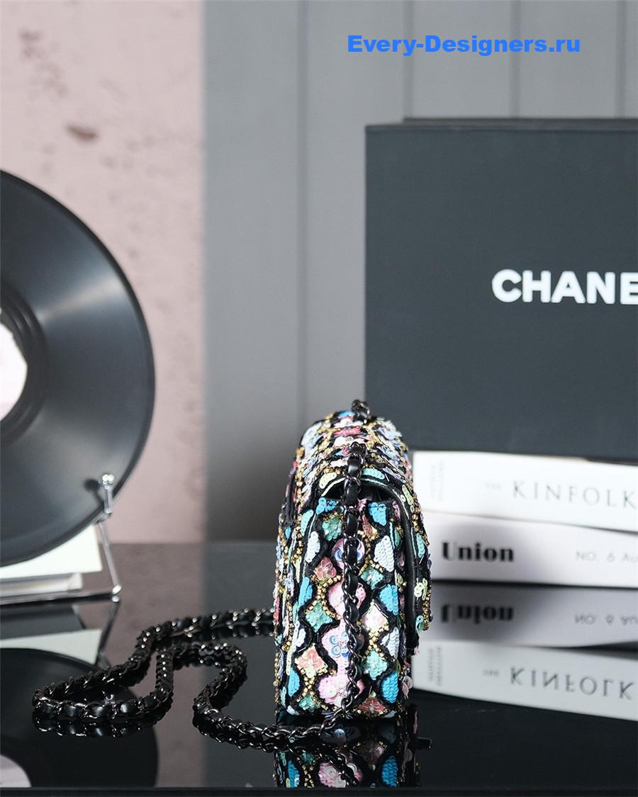 Ch**el satin sequin embellished cf flap bag