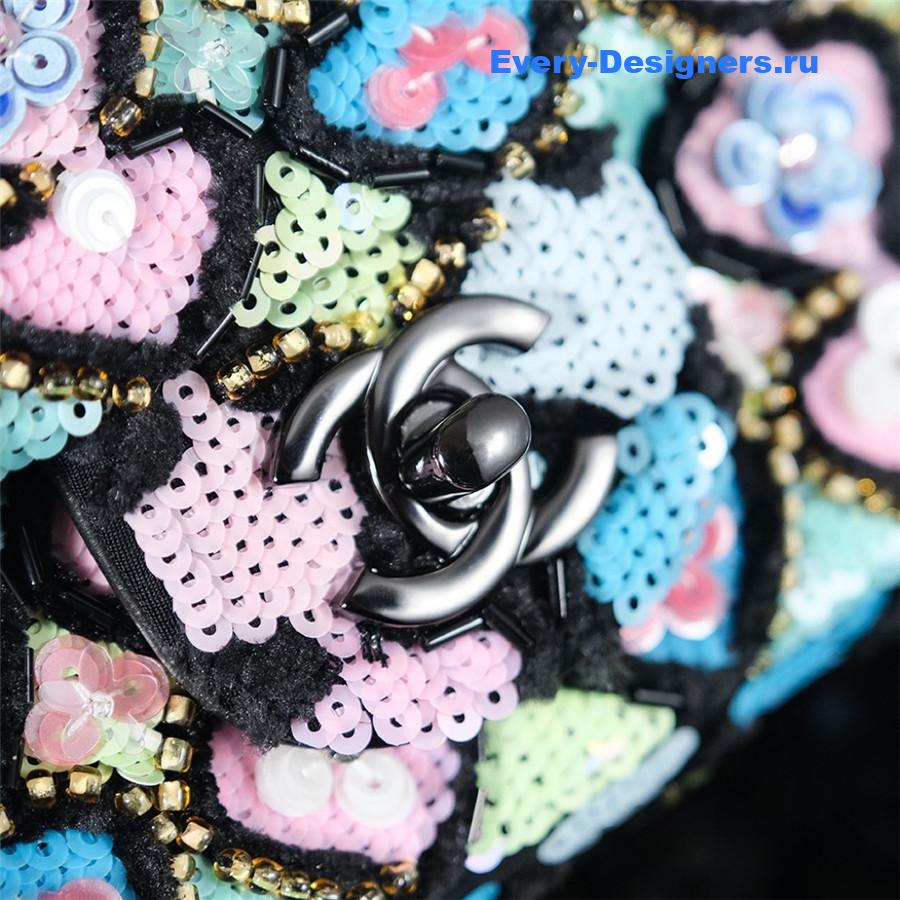 Ch**el satin sequin embellished cf flap bag