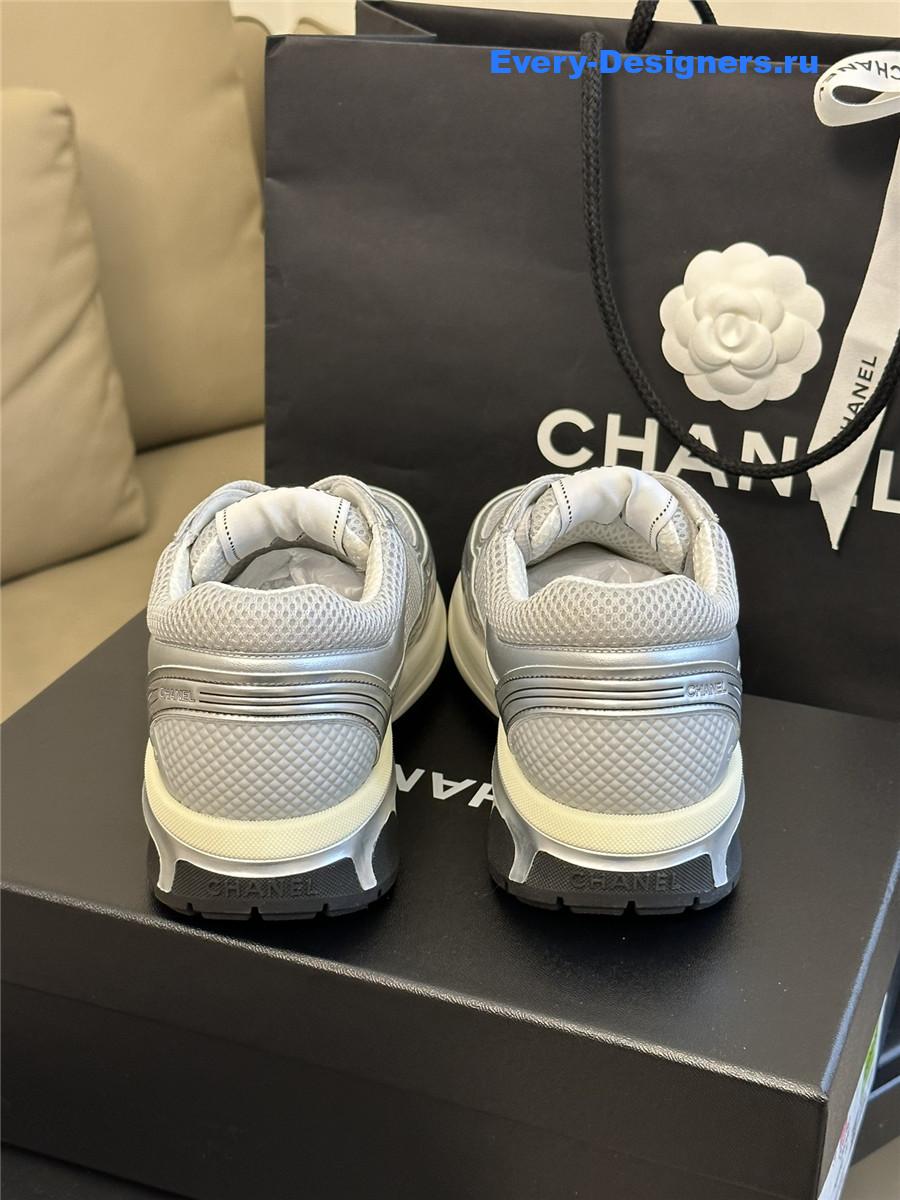 Ch**el gray silver cc logo runner sneaker