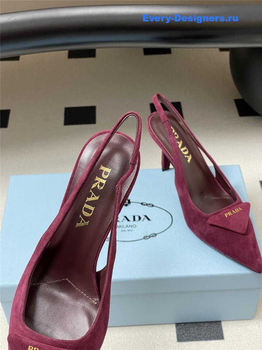 Pra*a burgundy suede slingback pumps