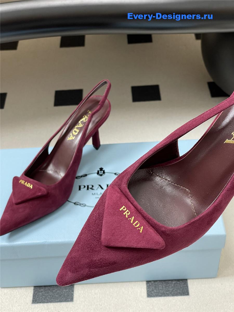 Pra*a burgundy suede slingback pumps