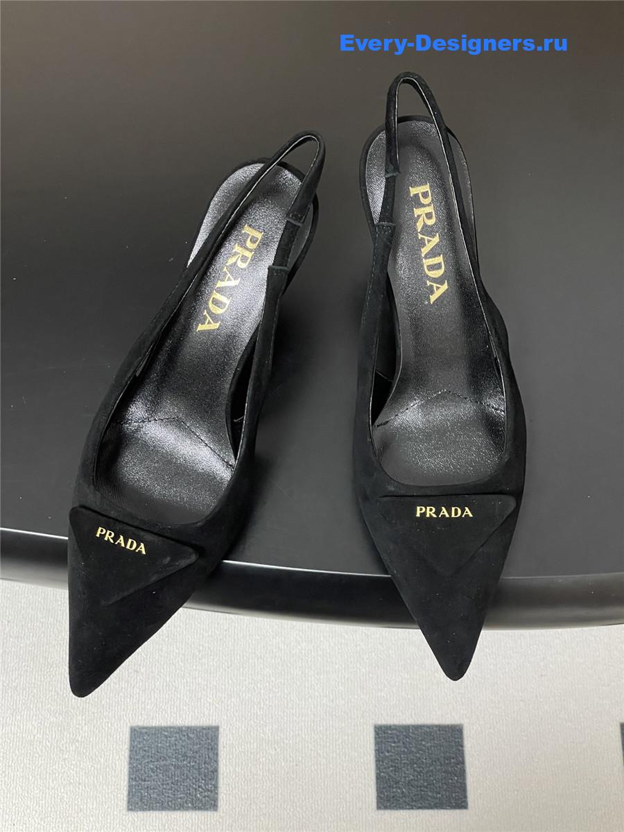 Pra*a black suede slingback pumps