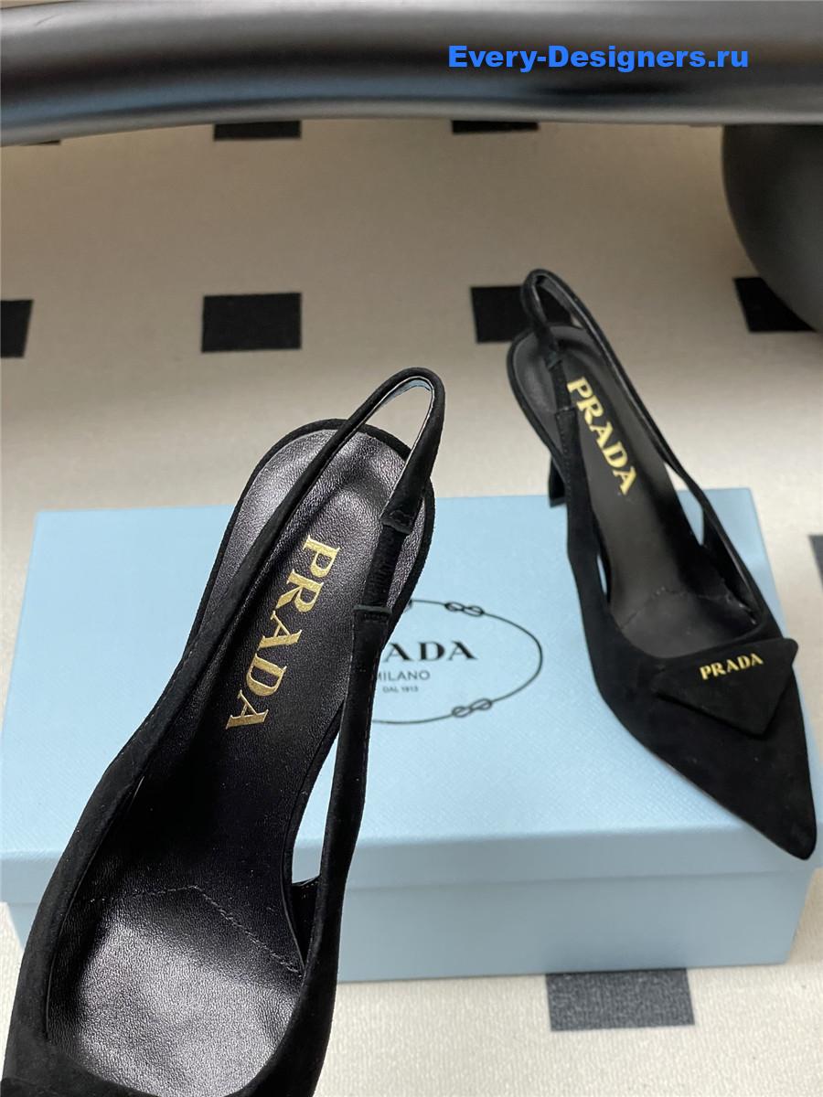Pra*a black suede slingback pumps