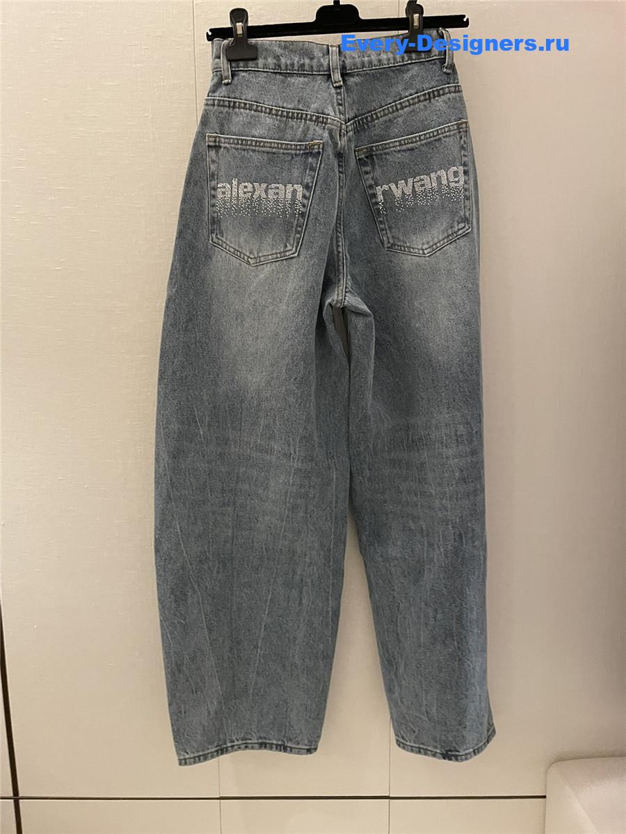Alexandr Wang Rhinestone Lettering Wide-leg Jeans