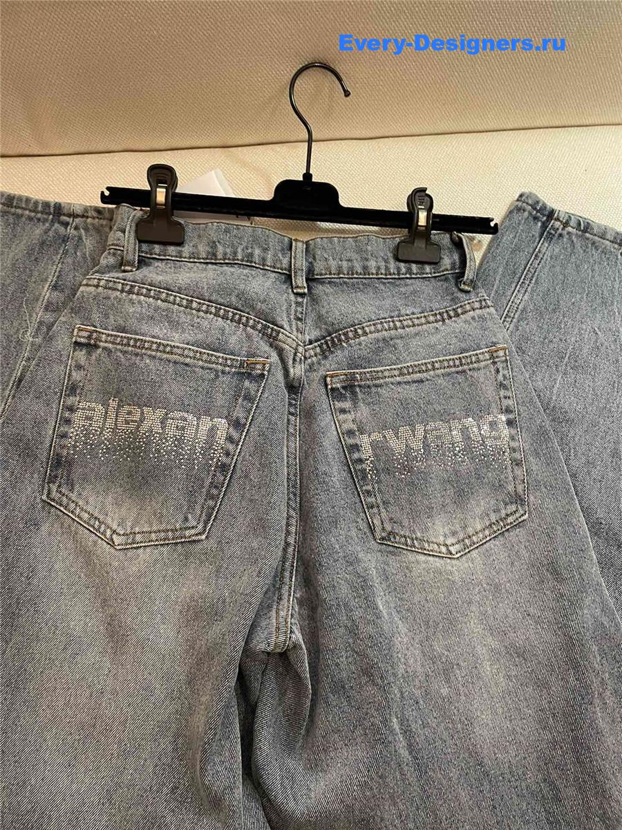 Alexandr Wang Rhinestone Lettering Wide-leg Jeans