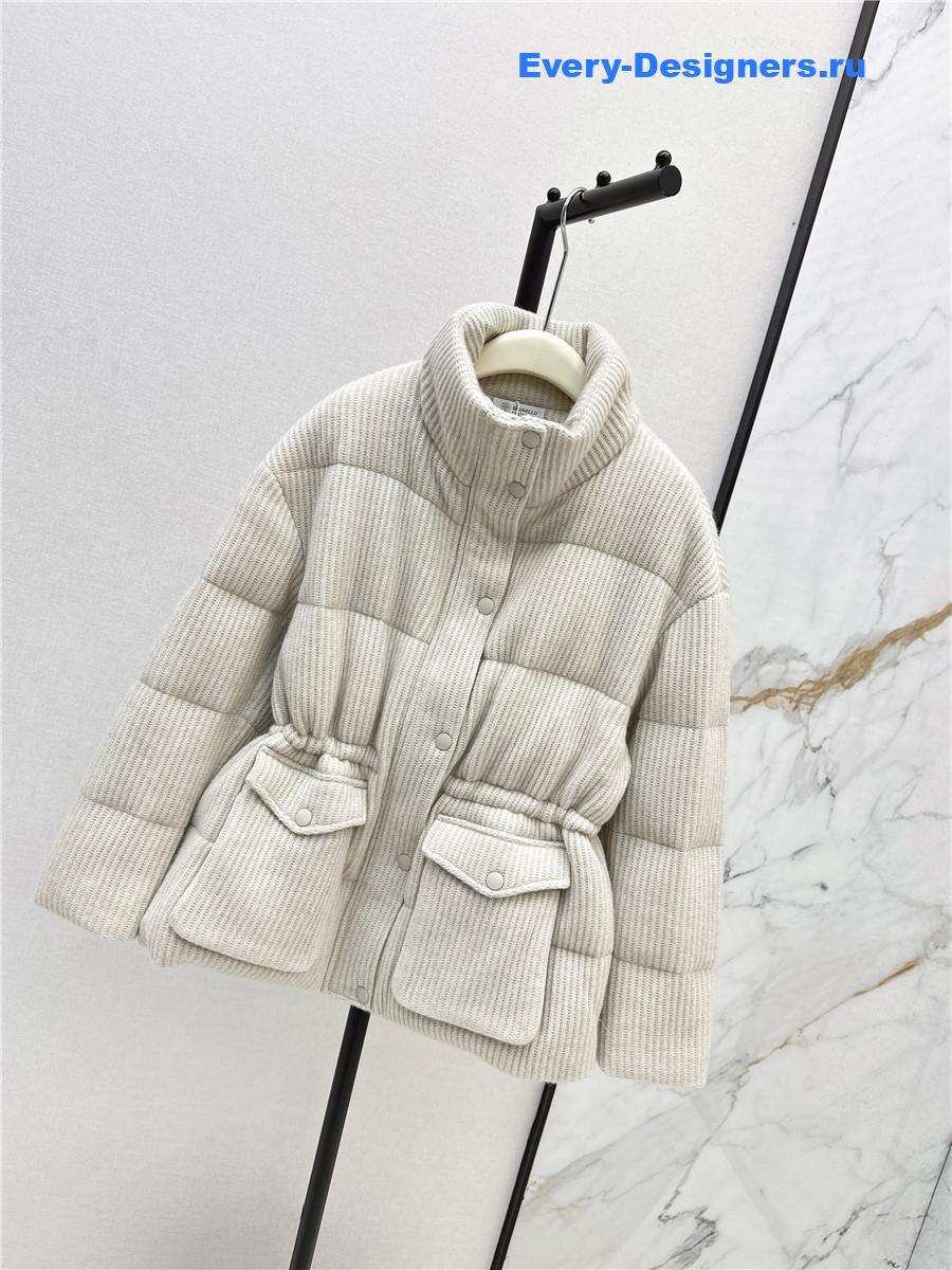BC Stand-up Collar Beige Goose Down Jacket