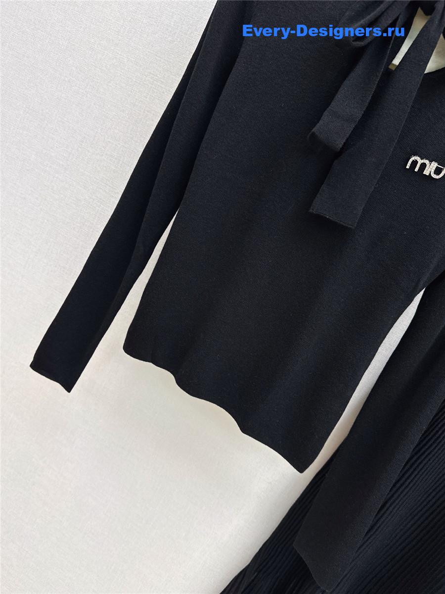 Miu Miu Black Knitted Skirt Set