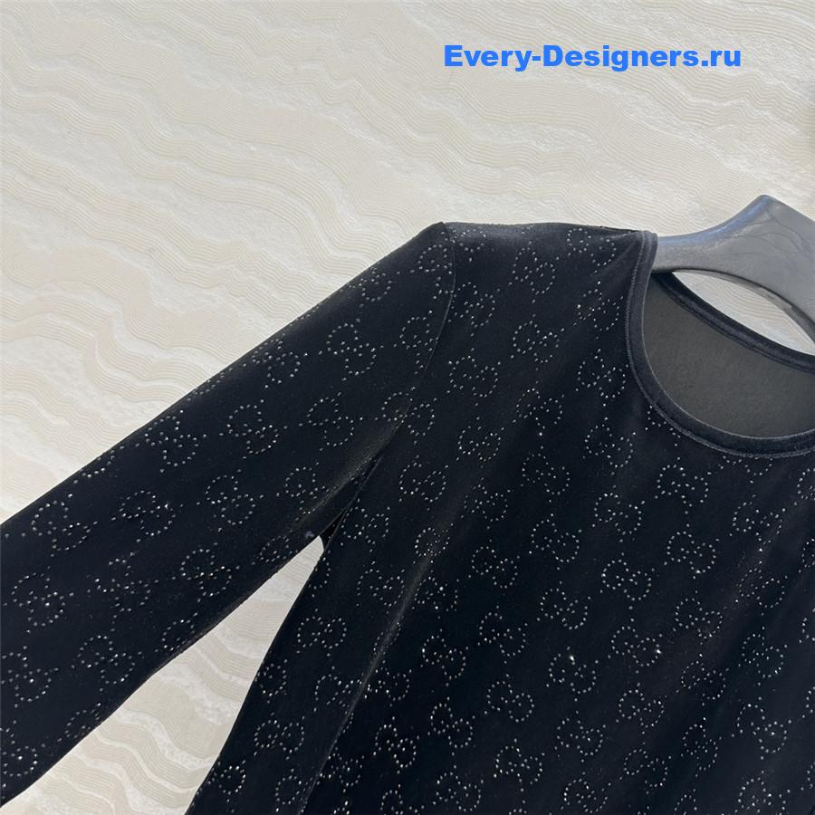 Gvc*1 gg crystal embroidered velvet dress