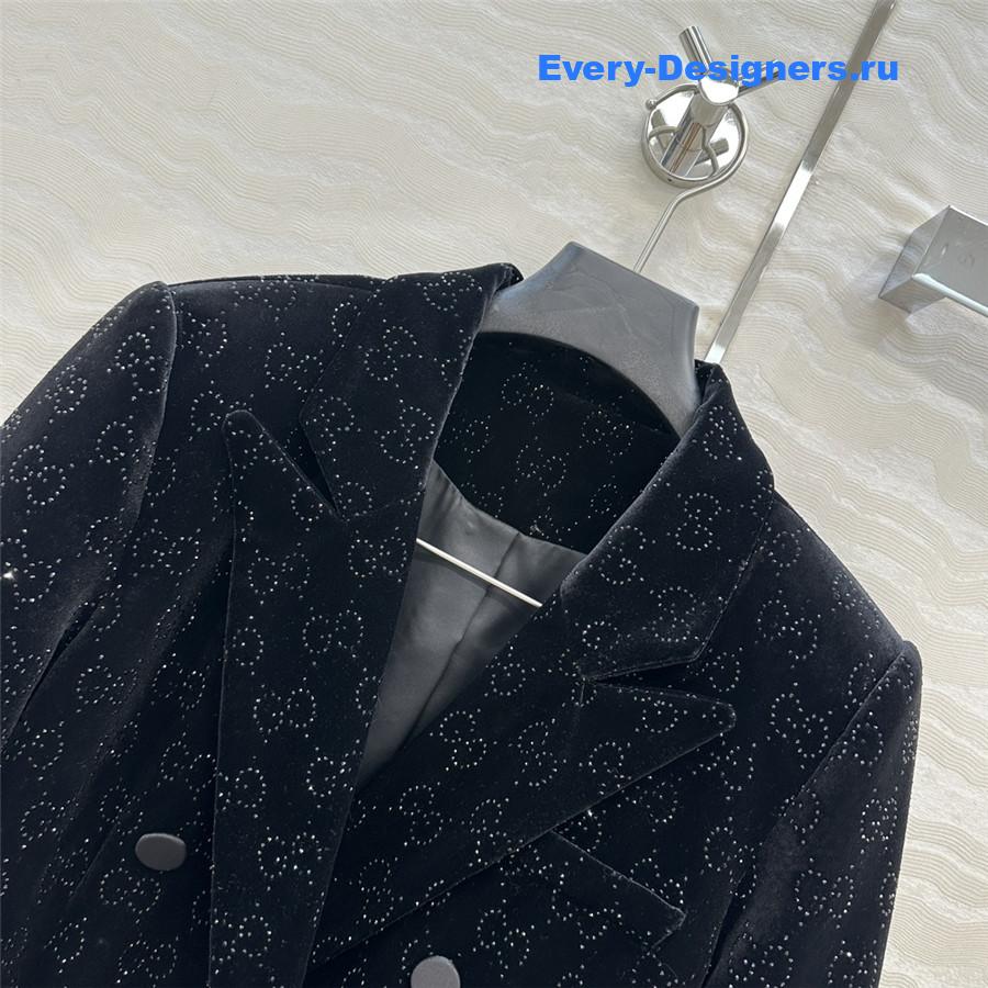 Gvc*1 gg crystal embroidered velvet blazer