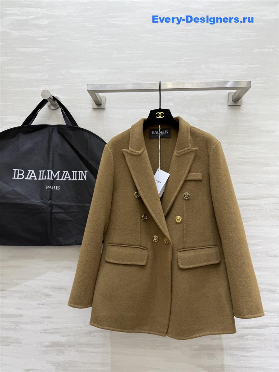 Balmain Camel Wool Suit Coat