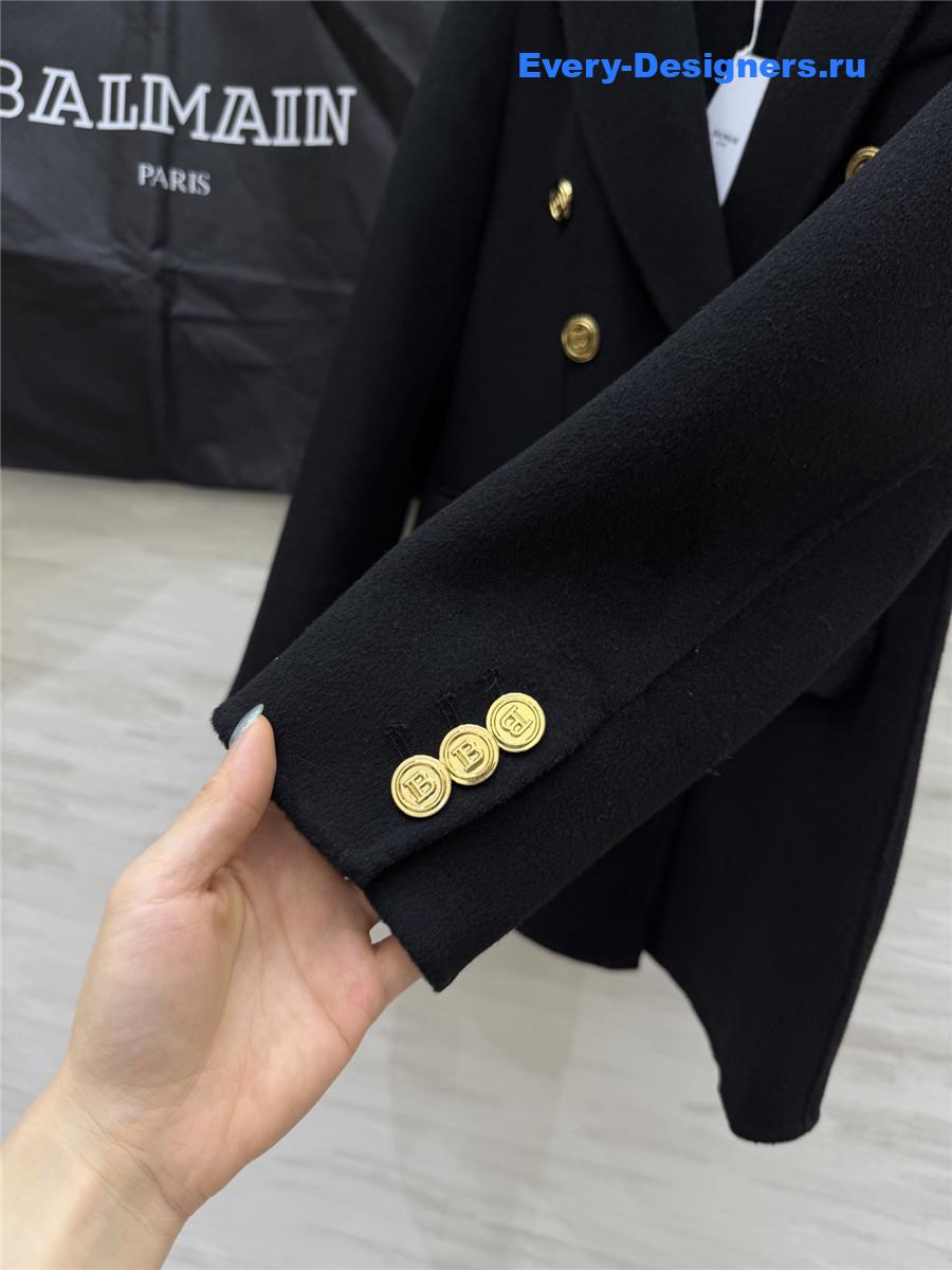 Balmain Black Wool Suit Coat