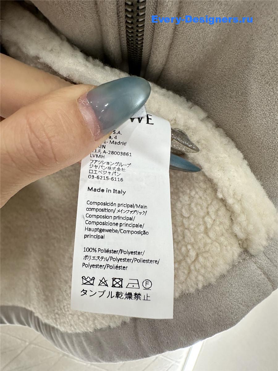 L0ew* grey shearling hooded zip-up vest