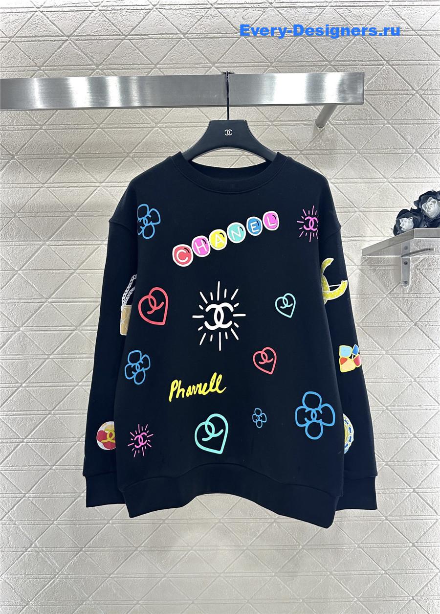 Ch**el round neck colorful lettering sweatshirt
