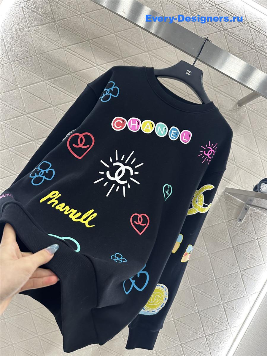 Ch**el round neck colorful lettering sweatshirt