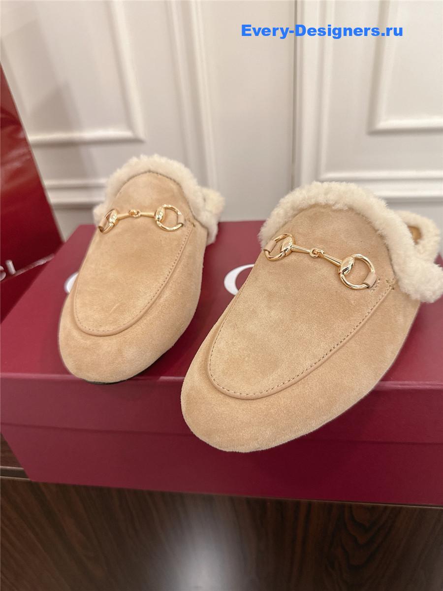 Gvc*1 horsebit wool beige mules