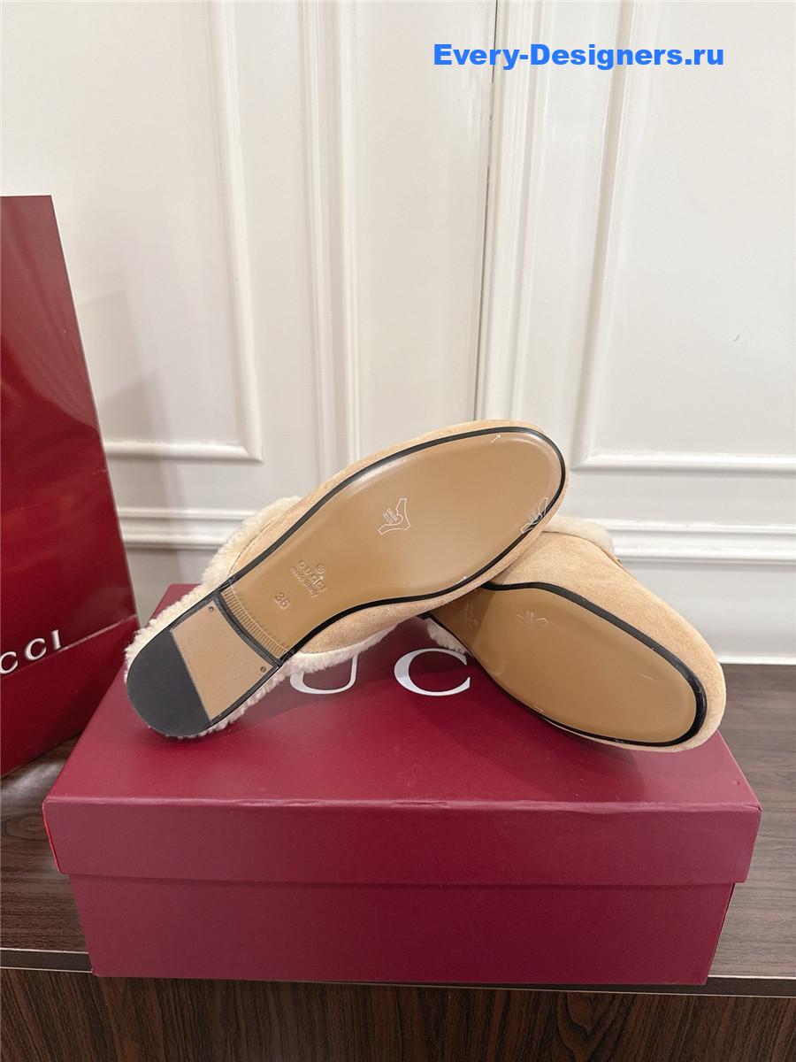 Gvc*1 horsebit wool beige mules