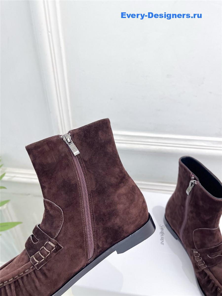 Sa1nt Lau*nt dark brown suede ankle boots