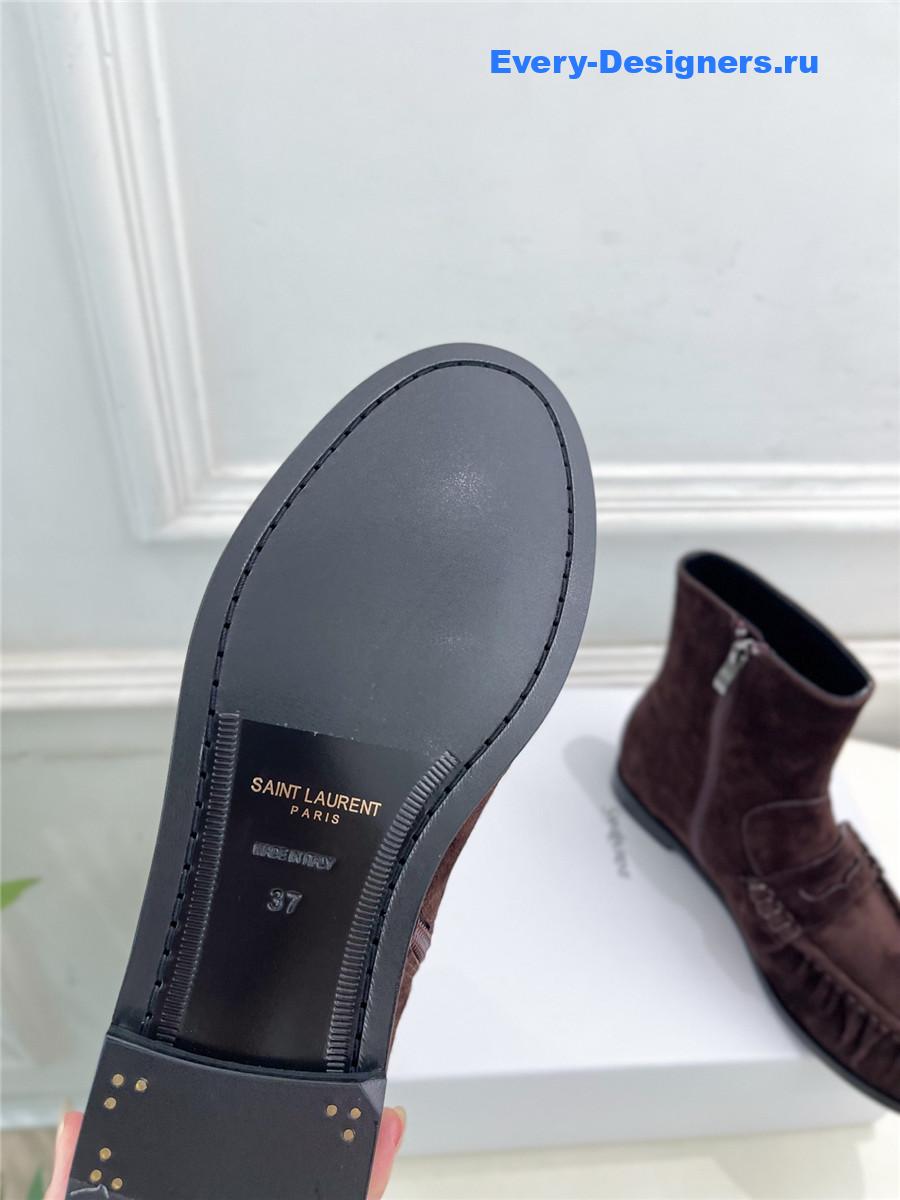 Sa1nt Lau*nt dark brown suede ankle boots