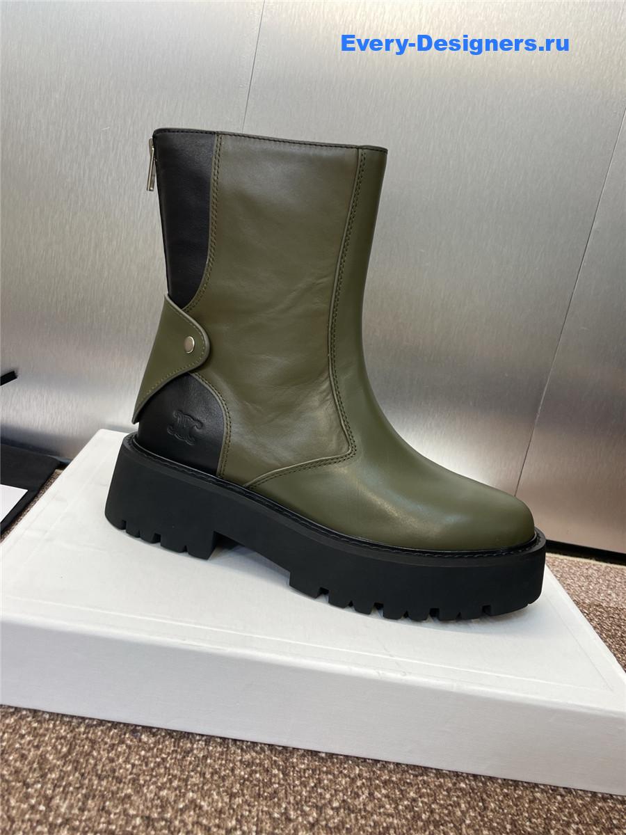 Ce1i*e logo platform zip-up leather boots